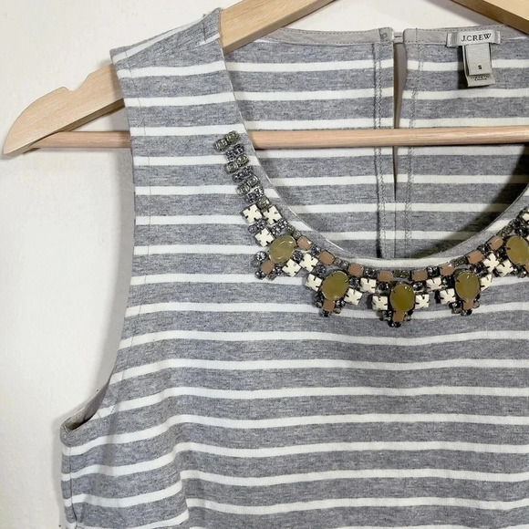 J.Crew Sleeveless Embellished Striped Top - Picture 5 of 11